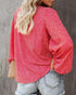 All Over Print Surplice Neck Lantern Sleeve Blouse